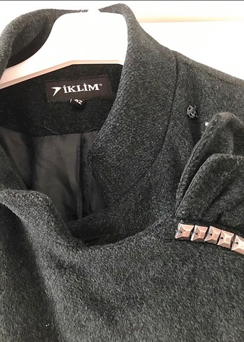 Kemerli Uzun Gri Kadın Kaban - Görsel 5