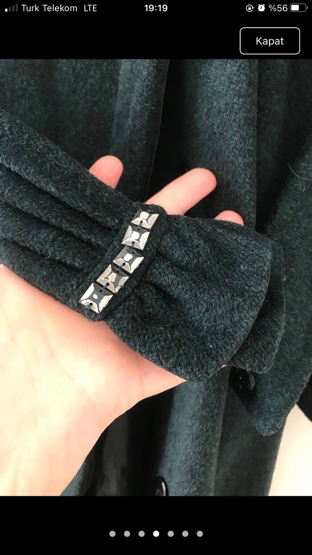 Kemerli Uzun Gri Kadın Kaban - Görsel 3