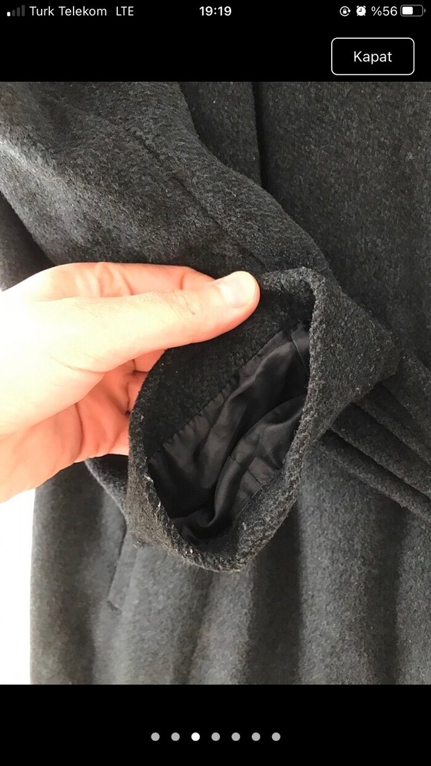 Kemerli Uzun Gri Kadın Kaban - Görsel 4