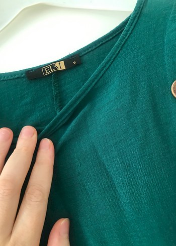 Düğmeli Yeşil bluz - Görsel 6