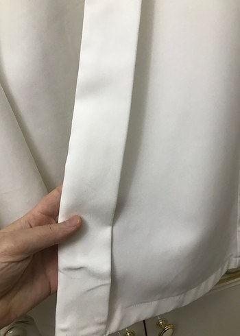 Beyaz Midi Kadın Uzun Kollu Salaş Ceket - Görsel 7