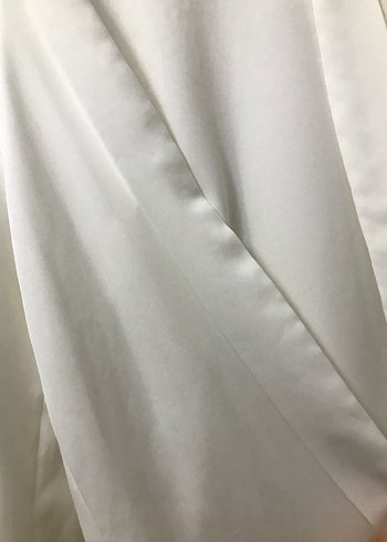 Beyaz Midi Kadın Uzun Kollu Salaş Ceket - Görsel 2