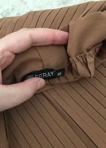 Kadın Kahverengi Piliseli Uzun Elbise - Görsel 3