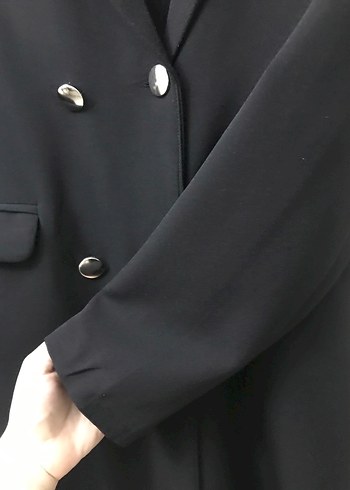 Siyah Midi Kadın Blazer Ceket - Görsel 4