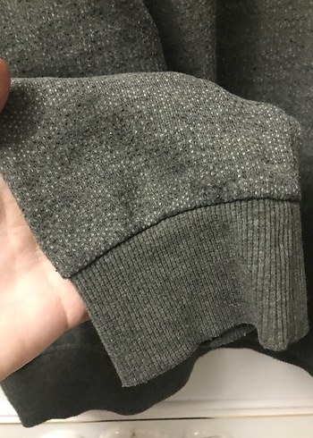 Gri Erkek Yün Sweatshirt, Rahat Kesim - Görsel 3