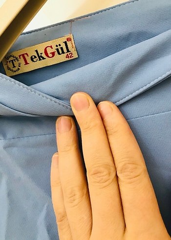 42 Beden Drapeli Mavi Uzun Krep Etek