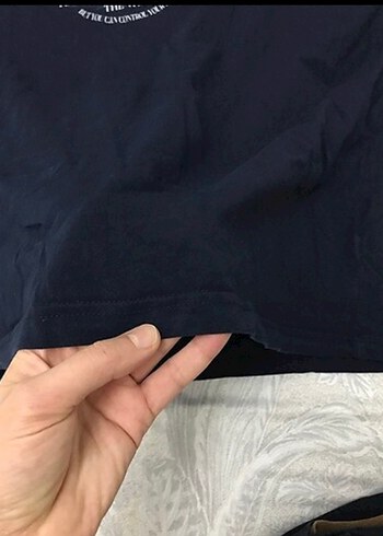 Diğer Lacivert Baskılı Pamuklu Erkek Tişört 4 xl