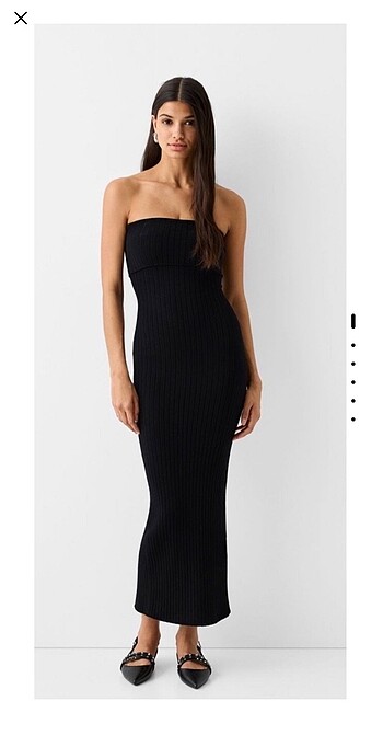 Bershka Siyah uzun elbise