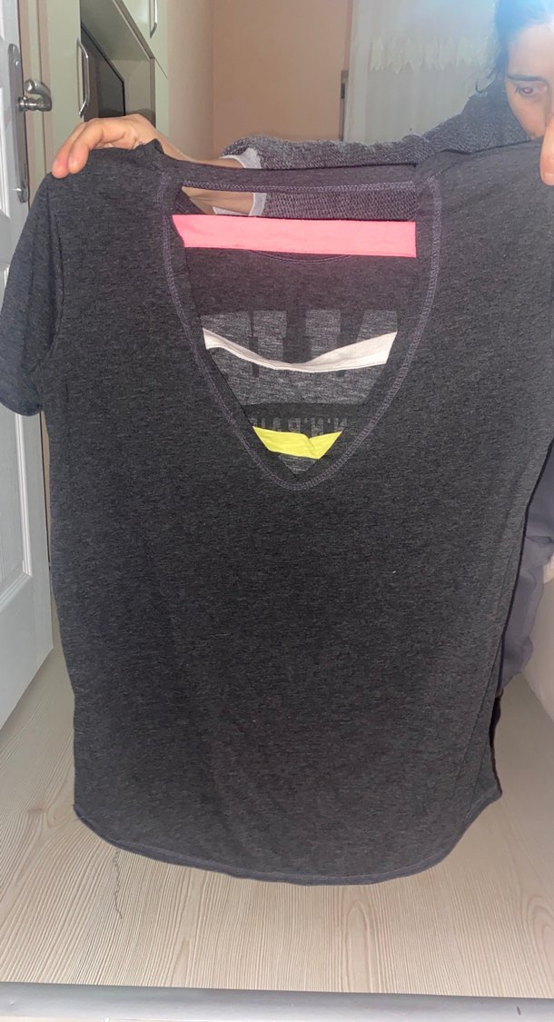 Gri Baskılı Kısa Kollu Hamile Tişört - Görsel 2