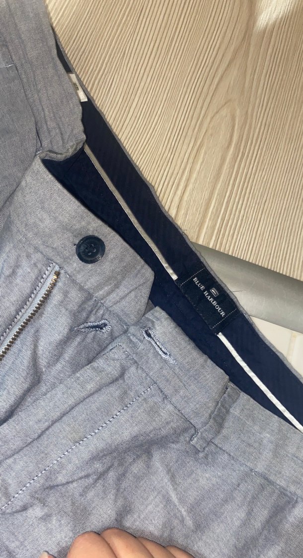 Gri Keten Düğmeli Midi Erkek Şort - Görsel 2