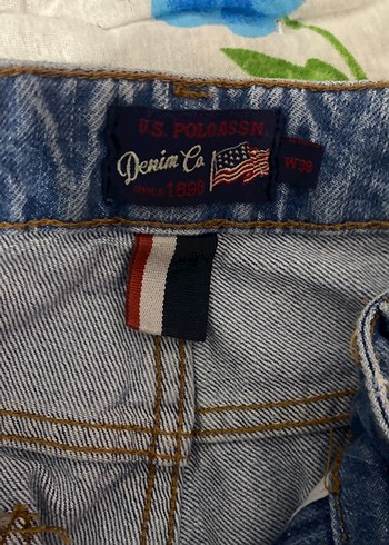 Düğmeli Mavi Bağlama Desenli Salaş Kadın Kot Pantolon - Görsel 2