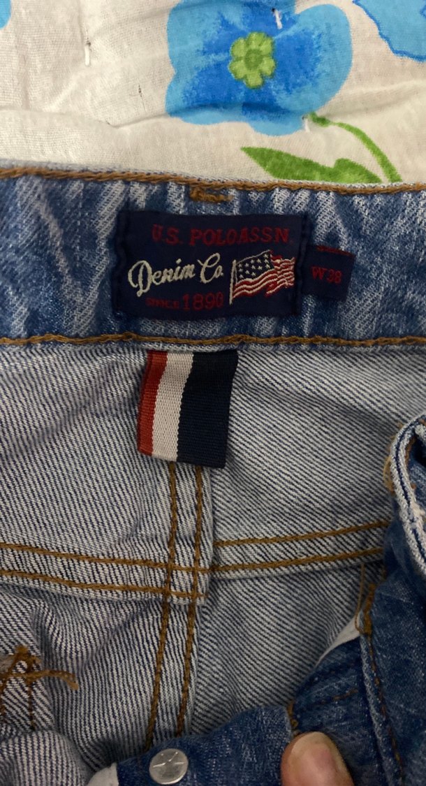 Düğmeli Mavi Bağlama Desenli Salaş Kadın Kot Pantolon - Görsel 2