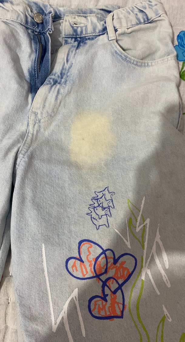 Düğmeli Bağcıklı Renkli Tie-Dye Kadın Kot Pantolon - Görsel 2