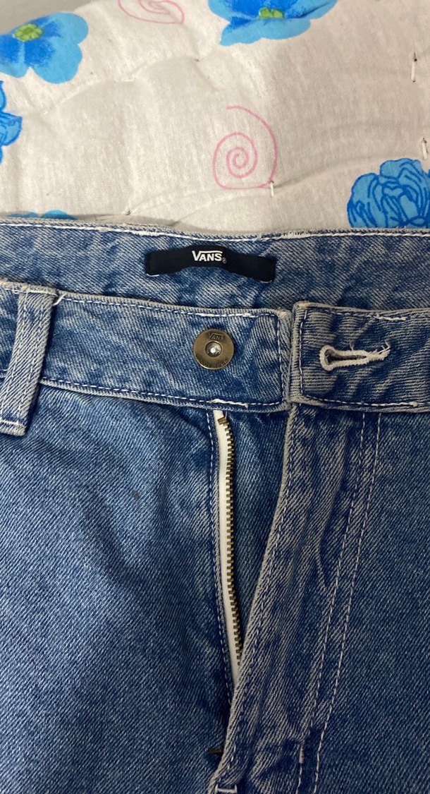 Düğmeli Mavi Kadın Bol Kesim Midi Kot Pantolon - Görsel 2