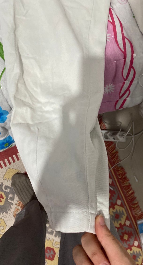 Düğmeli Beyaz Bağlama Desenli Rahat Kadın Kot - Görsel 4