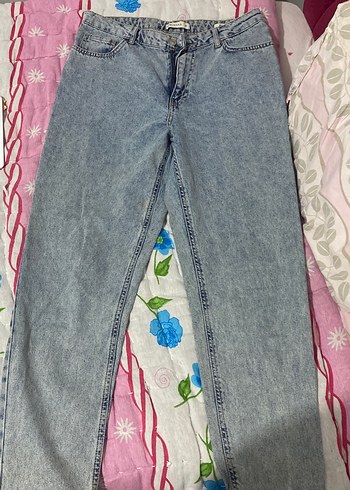 Düğmeli Bağlama Desenli Gri Mavi Midi Kot Pantolon - Görsel 2