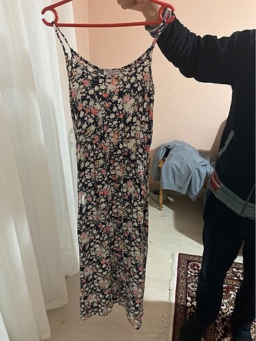 Gunluk askili uzun elbise