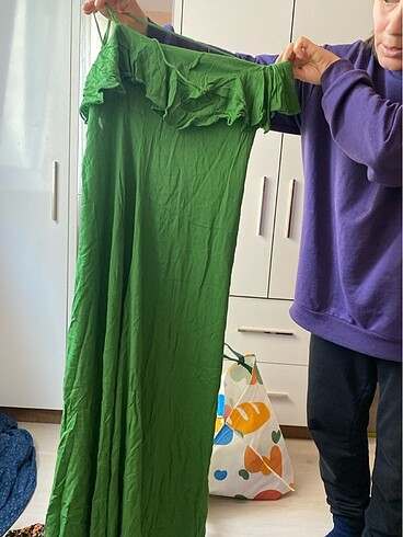 Yesil uzun elbise