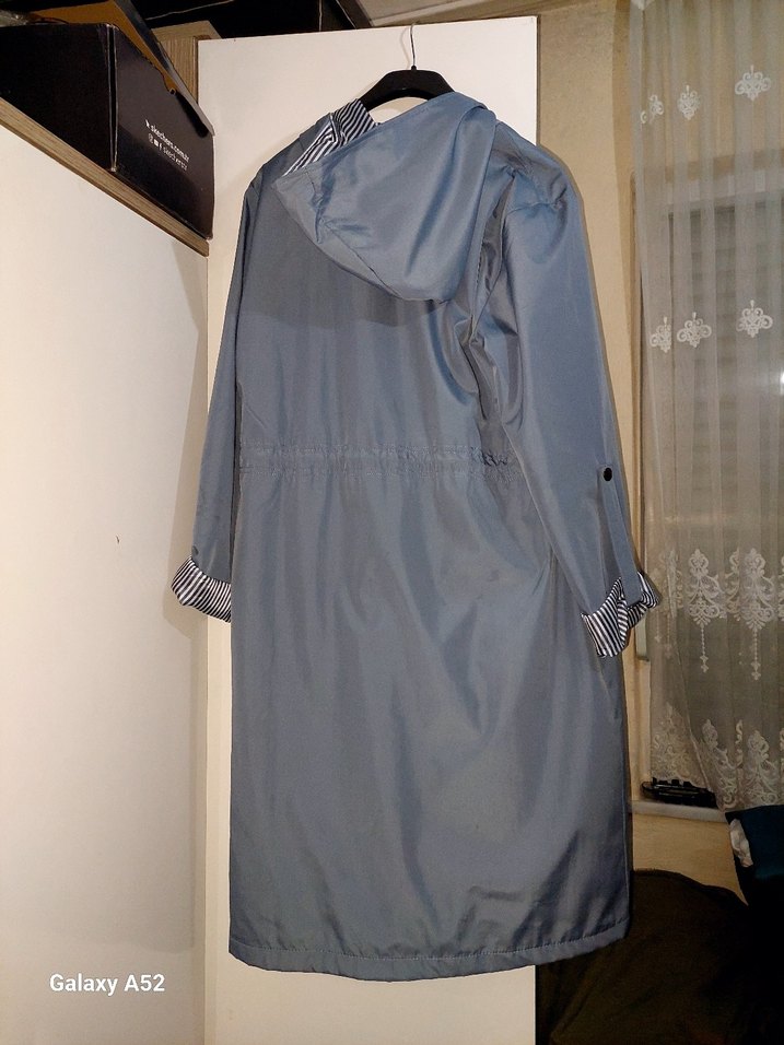 Mavi Uzun Denim Kadın kap - Görsel 3