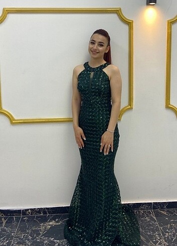 Zümrüt yeşili balık abiye 