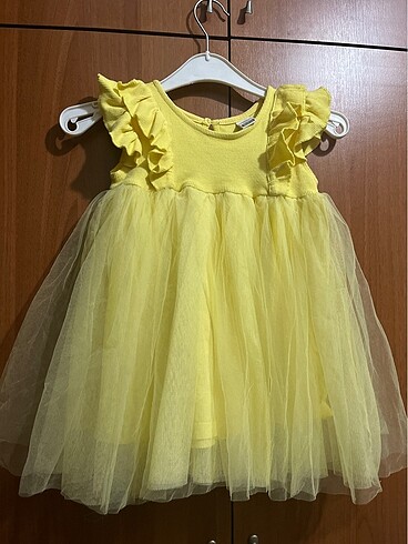 18-24 Ay Beden LC Waikiki sarı kız çocuk elbise