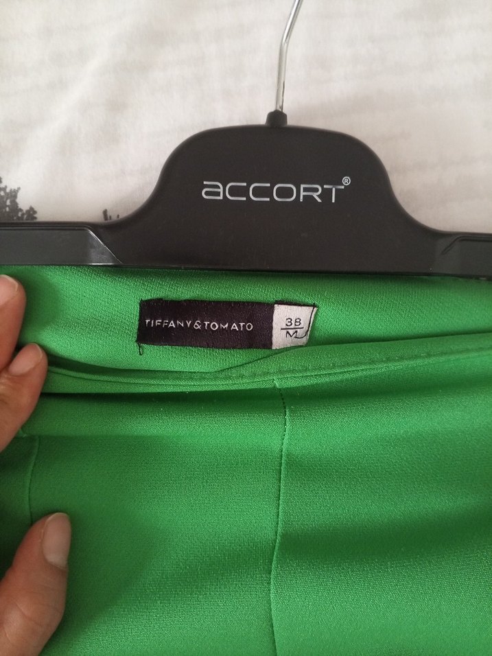 Yeşil Pilili Kadın İspanyol paça kumaş Pantolon - Görsel 3