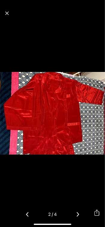 Diğer Ateş kırmızısı Saten Pijama