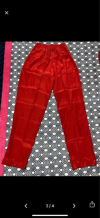 38 Beden Ateş kırmızısı Saten Pijama