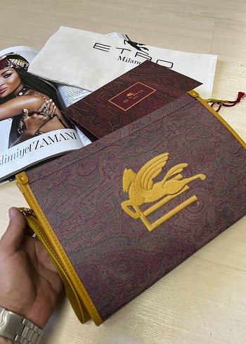 Beden sarı Renk ETRO Deri Kadın Clutch Çanta