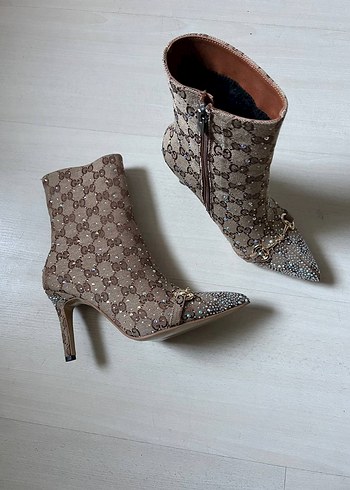 diğer Beden gucci Payetli Süet Yüksek Topuklu Kadın Bot