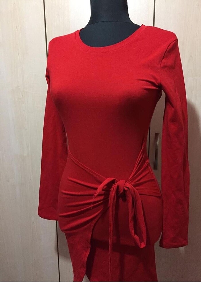 BAĞLAMA DETAYLI ELBİSE - Görsel 2