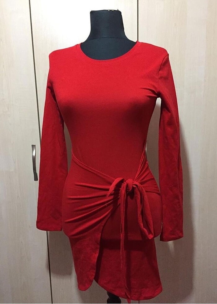 BAĞLAMA DETAYLI ELBİSE - Görsel 4