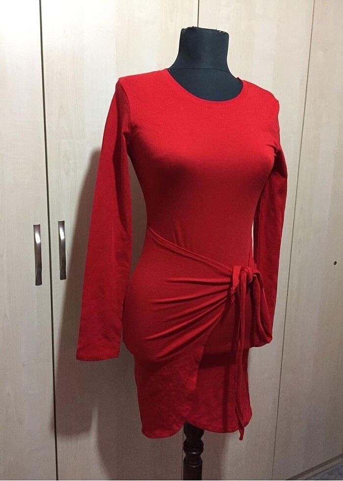 BAĞLAMA DETAYLI ELBİSE - Görsel 5