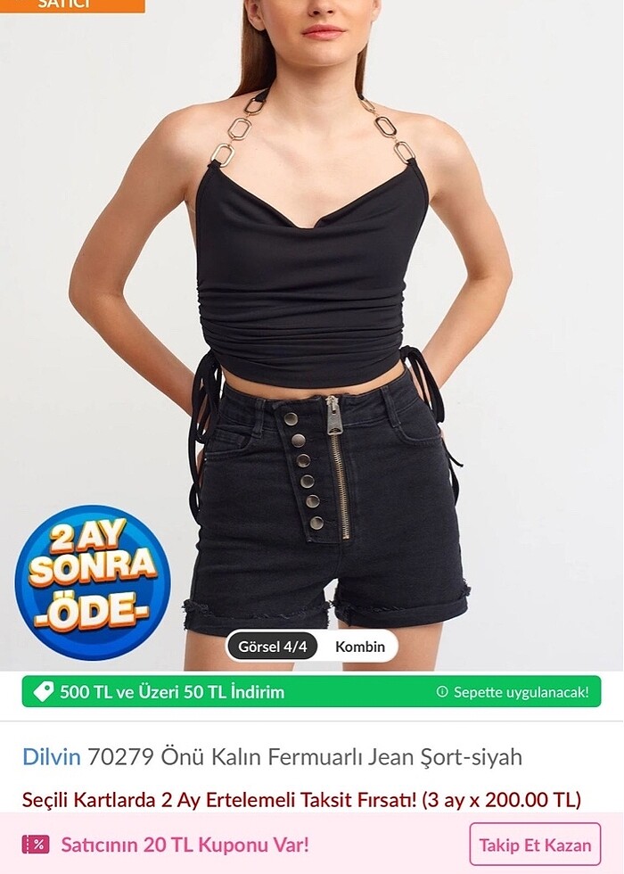 LOL MODEL DÜĞME FERMUAR DETAY ŞORT - Görsel 2