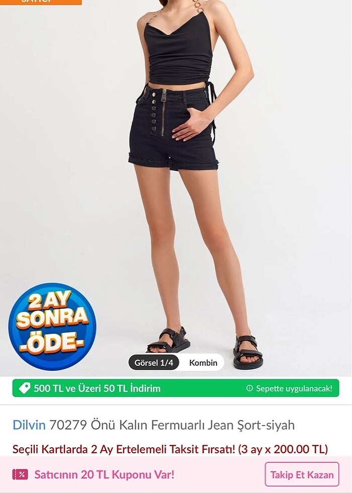 LOL MODEL DÜĞME FERMUAR DETAY ŞORT - Görsel 4