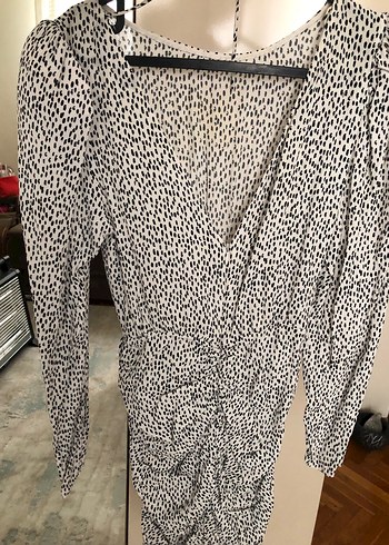 Zara Uzun Kollu Zebra Desenli Midi Mini Elbise - Görsel 3