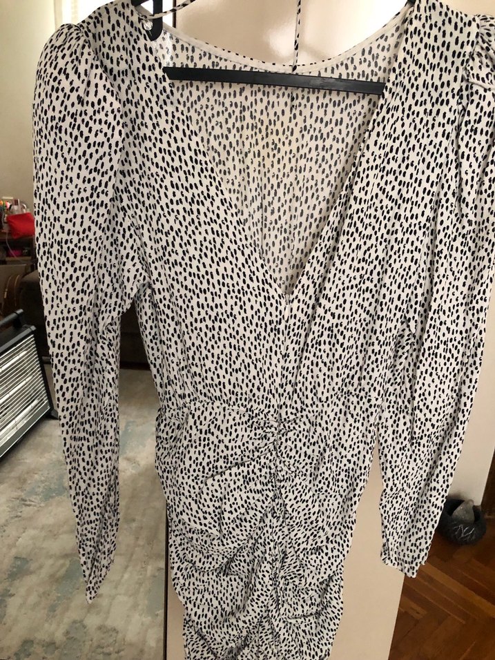 Zara Uzun Kollu Zebra Desenli Midi Mini Elbise - Görsel 3