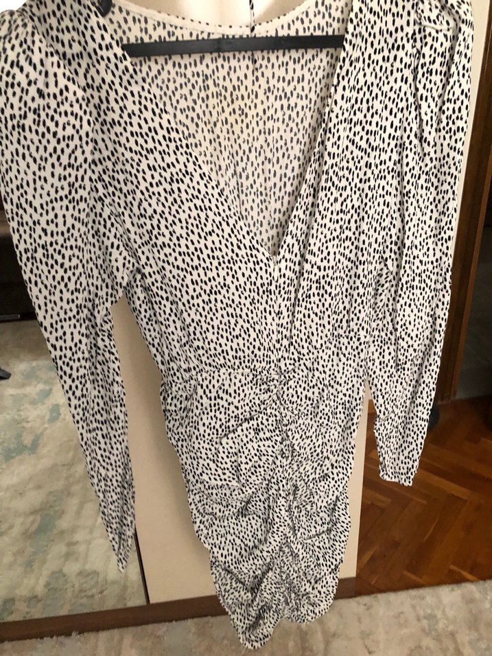 Zara Uzun Kollu Zebra Desenli Midi Mini Elbise - Görsel 2