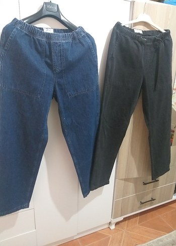 Erkek Bol Kesim Kemerli Kot Pantolon