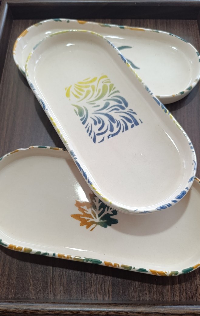 Seramik Dekoratif Sunum Tabağı | Mum & Sabun Tepsisi 24,5 cm - Görsel 2