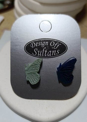 Mavi Mini Kelebek Desenli  Küpeler - Görsel 2