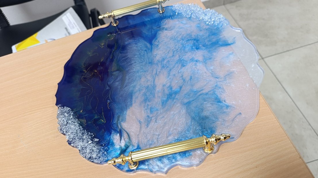 Özel Tasarım Epoksi Nişan  Söz Tepsisi ( - Görsel 3