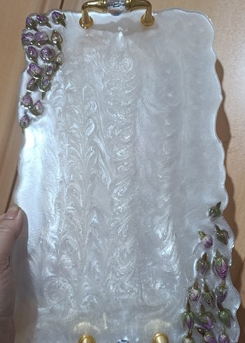 Beyaz İnci Görünümlü Epoksi Tepsi - Görsel 3