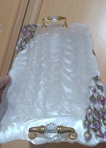 Beyaz İnci Görünümlü Epoksi Tepsi - Görsel 7