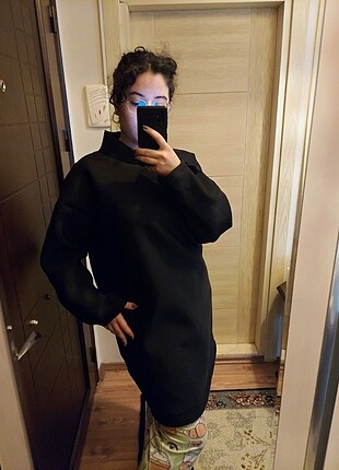 Oversize Puf Scuba Kumaş Tunik-Elbise-Kazak