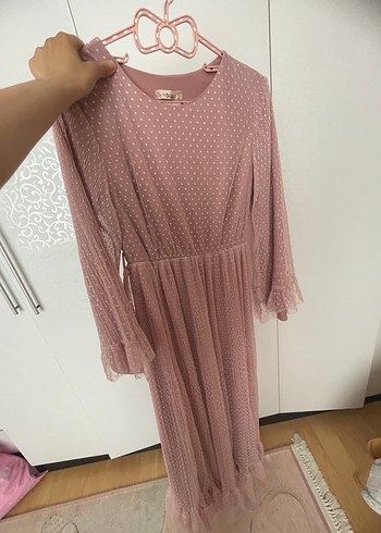 Abiye Pembe Uzun Kollu Bohem Uzun Elbise