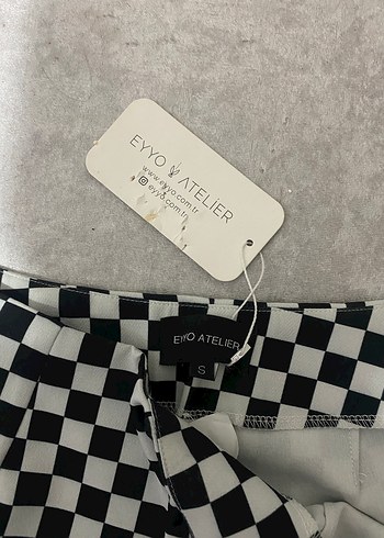 Eyyo Kadın Ekose Desenli İspanyol paça Pantolon - Görsel 3