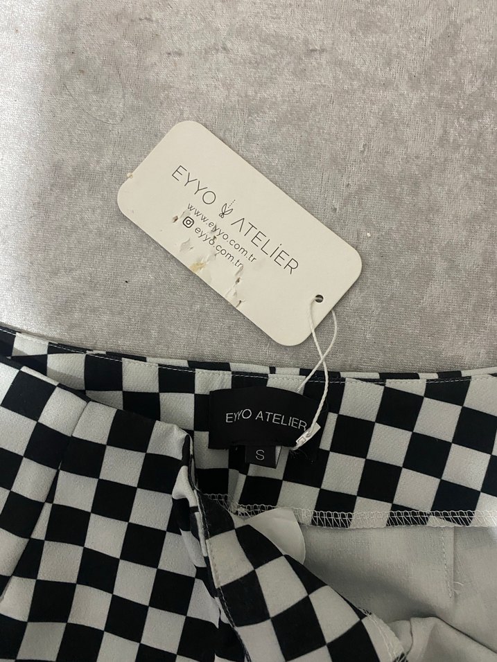 Eyyo Kadın Ekose Desenli İspanyol paça Pantolon - Görsel 3