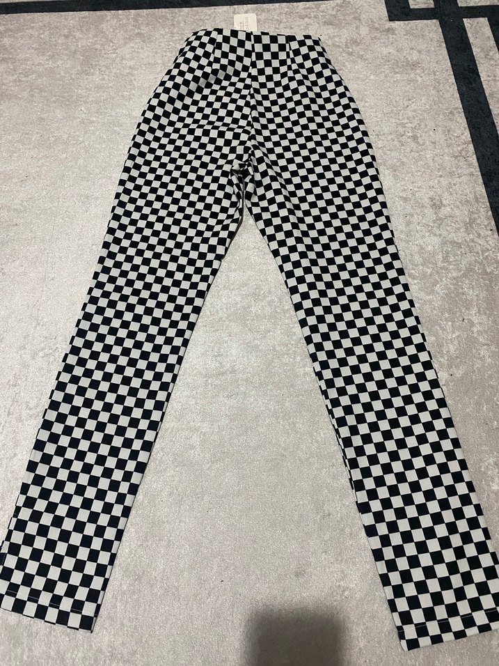 Eyyo Kadın Ekose Desenli İspanyol paça Pantolon - Görsel 5