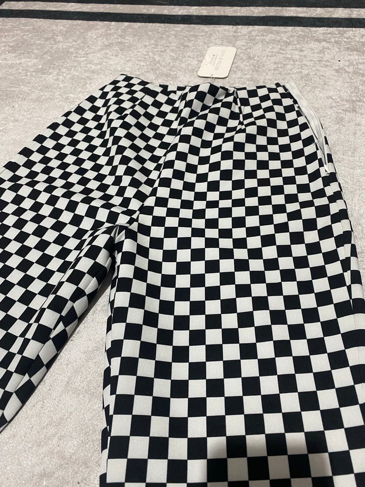 Eyyo Kadın Ekose Desenli İspanyol paça Pantolon - Görsel 4